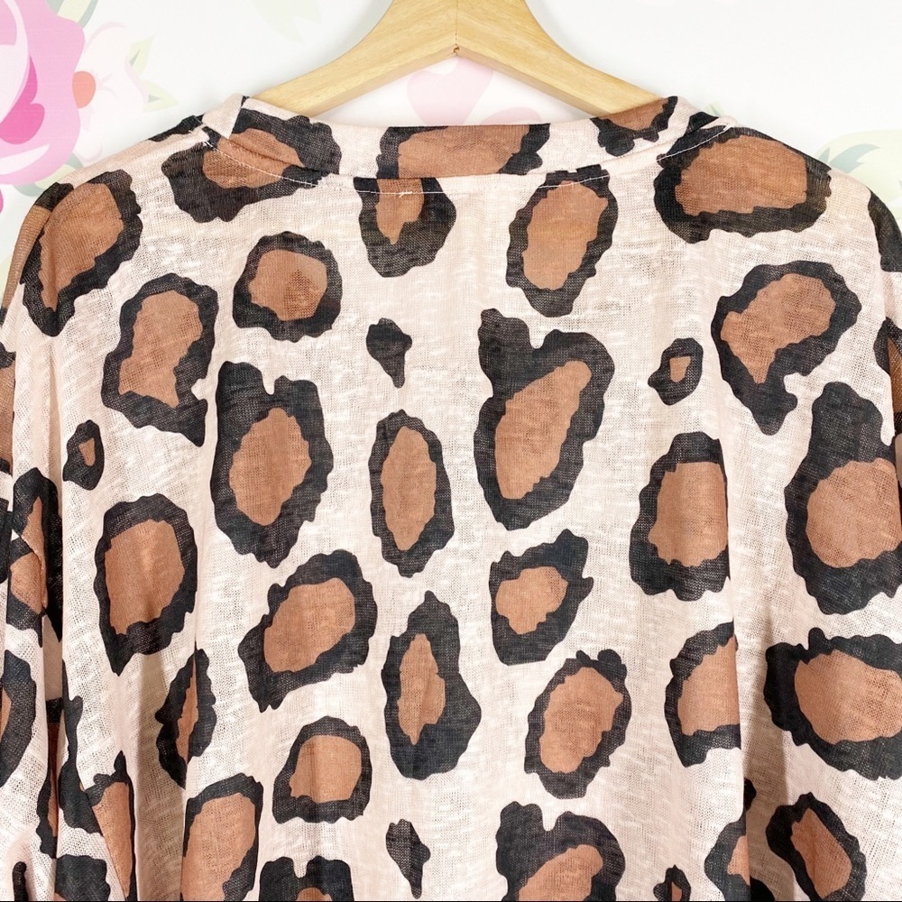 Umgee Plus Leopard Animal Print Oversized Long Sleeve Shirt XL - Picture 7 of 10